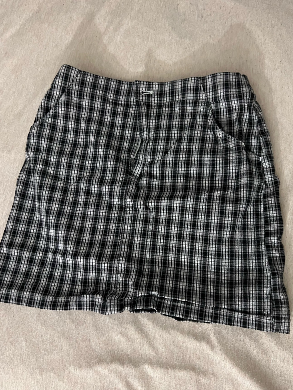 Hollister Black and White Plaid Mini  Skirt